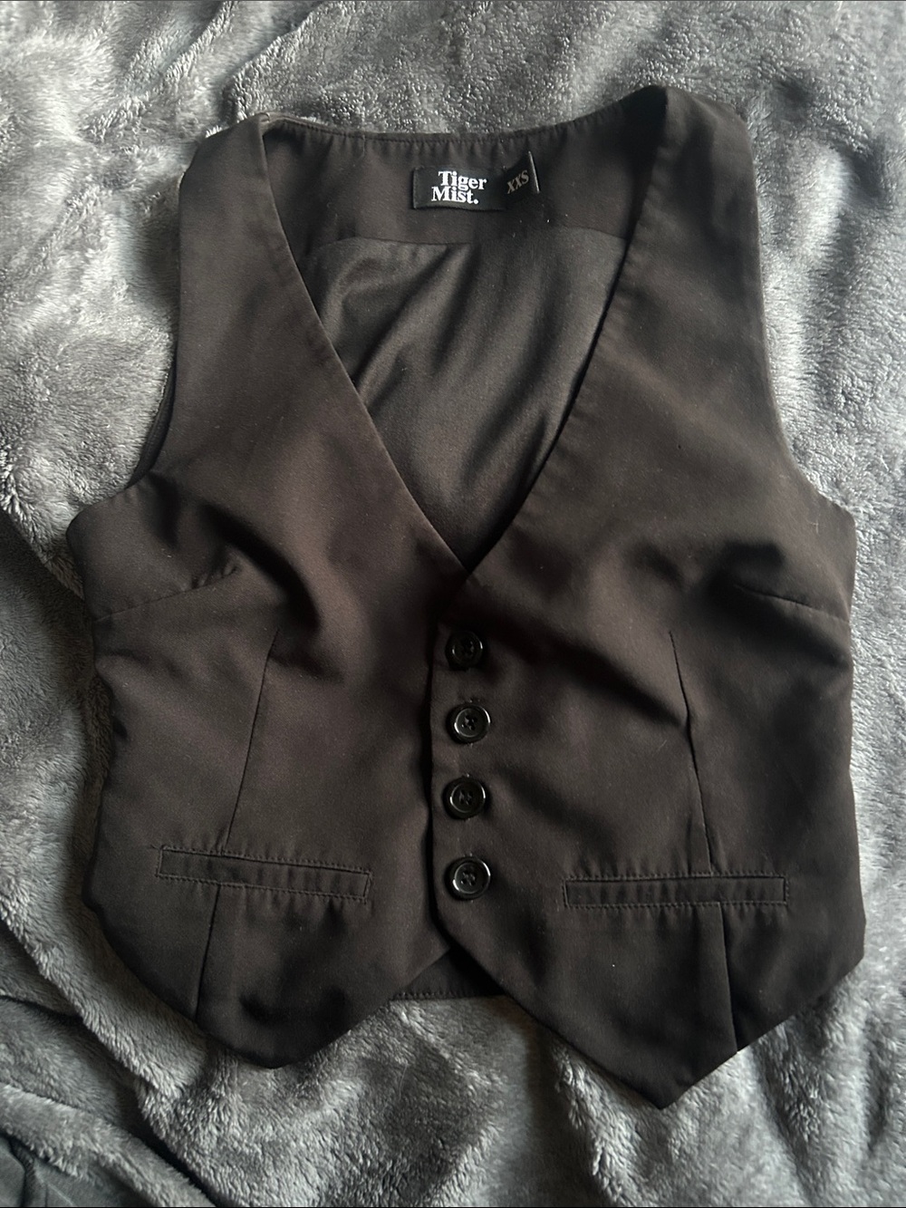 Tiger Mist Black Button-Front Tailored Vest - Picture 2 of 4